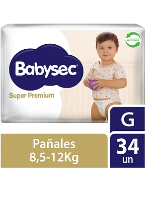 Pañal Babysec Super premium G 34 Unidades.