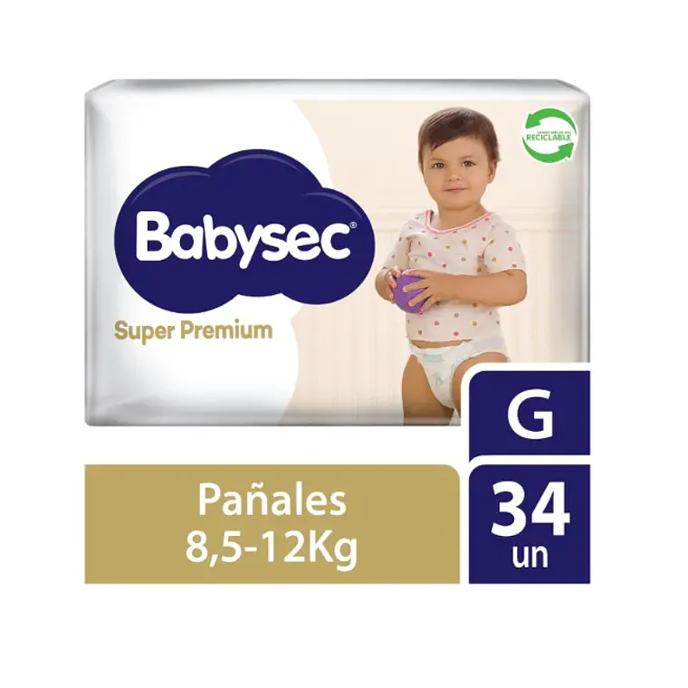 Pañal Babysec Super premium G 34 Unidades. 1