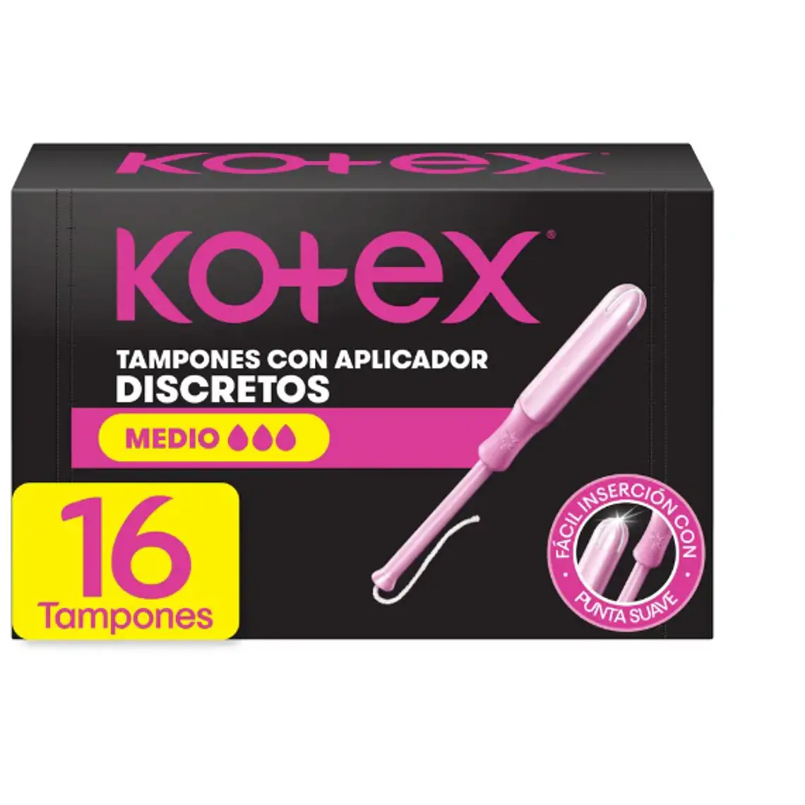Kotex Tampón con aplicador Medio 16 Unidades. 1