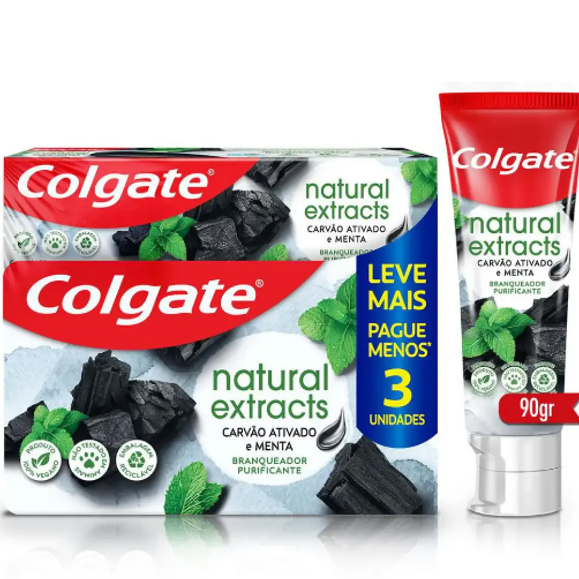 Crema dental Colgate Natural extracts Carbón activado 90 g Pack 3 Unidades. 1