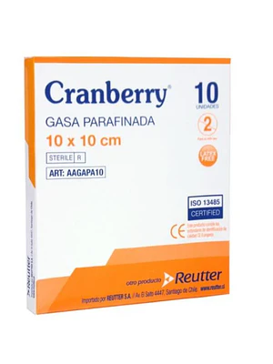 Gasa Parafinada estéril 10x10 cm 10 Unidades. Cranberry , Reutter