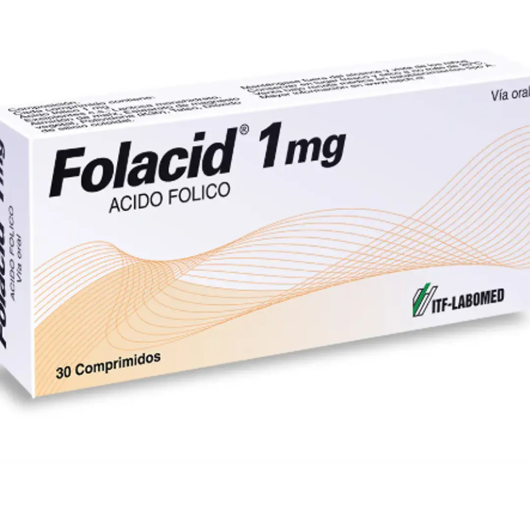 Folacid Ácido fólico1 mg 30 Comprimidos. 1