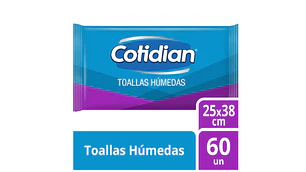 Cotidian Toallas húmedas Extra grande 60 Unidades.