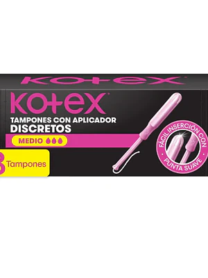 Kotex Tampón con aplicador Medio 16 Unidades.
