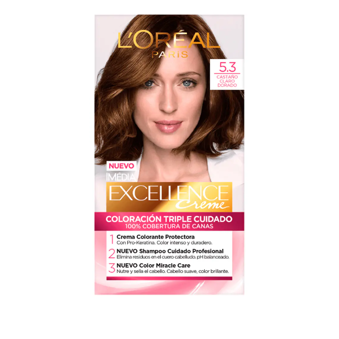 Coloración Excellence Creme 5.3 Castaño claro dorado. L'oréal 1