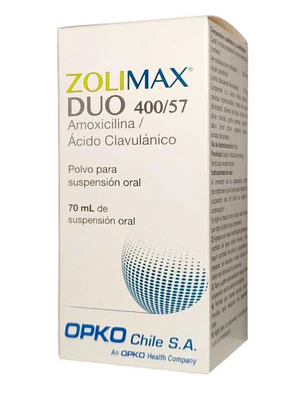 Zolimax Duo 400/57 Amoxicilina, Ácido clavulánico Suspensión oral 70 ml.