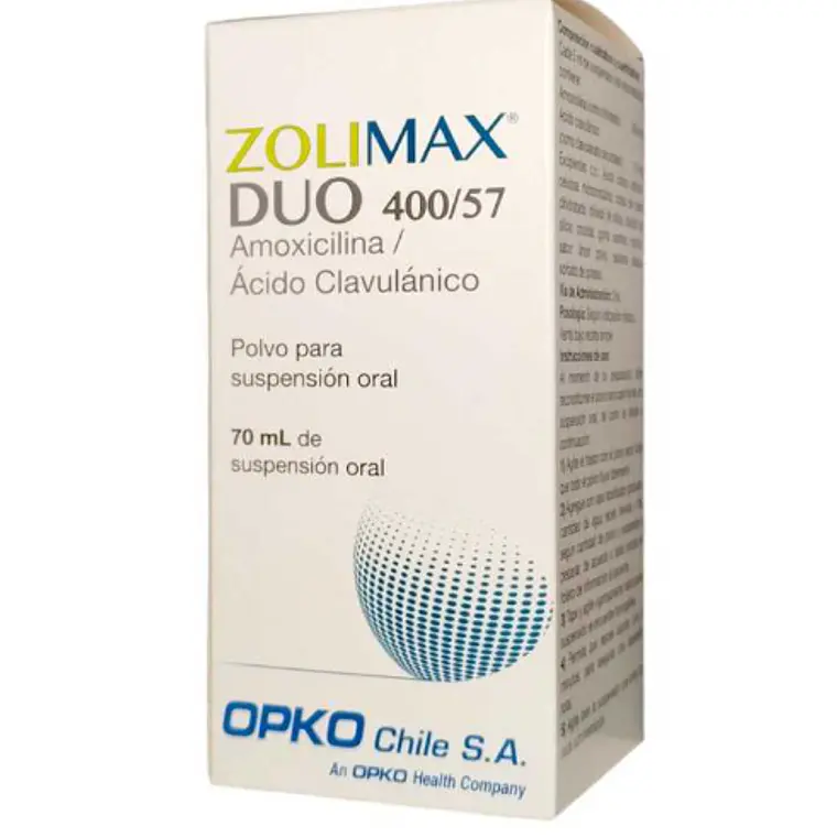 Zolimax Duo 400/57 Amoxicilina, Ácido clavulánico Suspensión oral 70 ml. 1