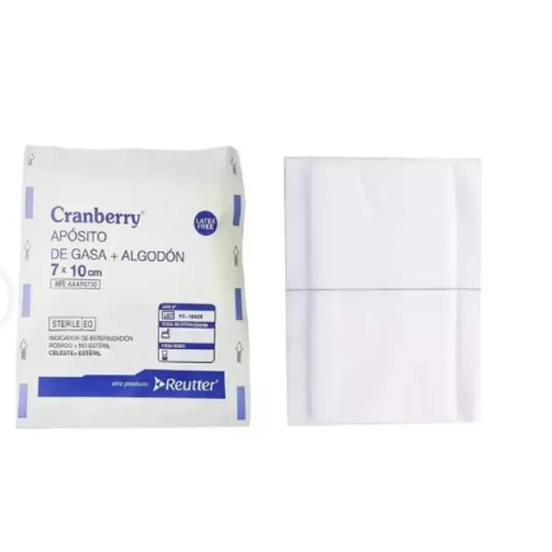 Apósito de gasa+ Algodón estéril 7x10 cm. Cranberry, Reutter 1
