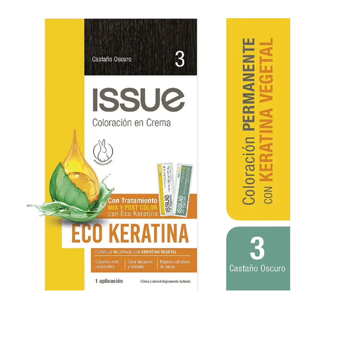 Tintura Issue Eco Keratina N°3 Castaño oscuro. 1