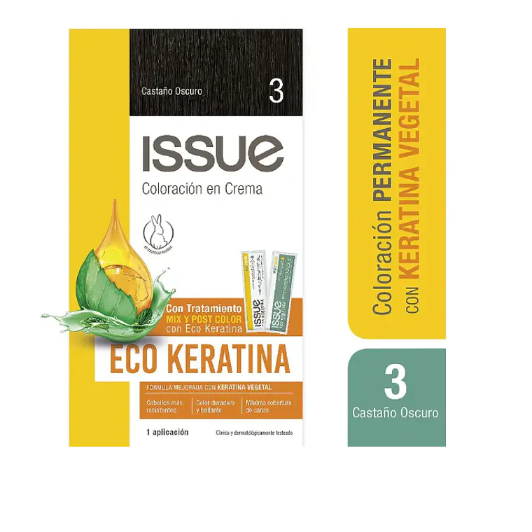 Tintura Issue Eco Keratina N°3 Castaño oscuro. 1