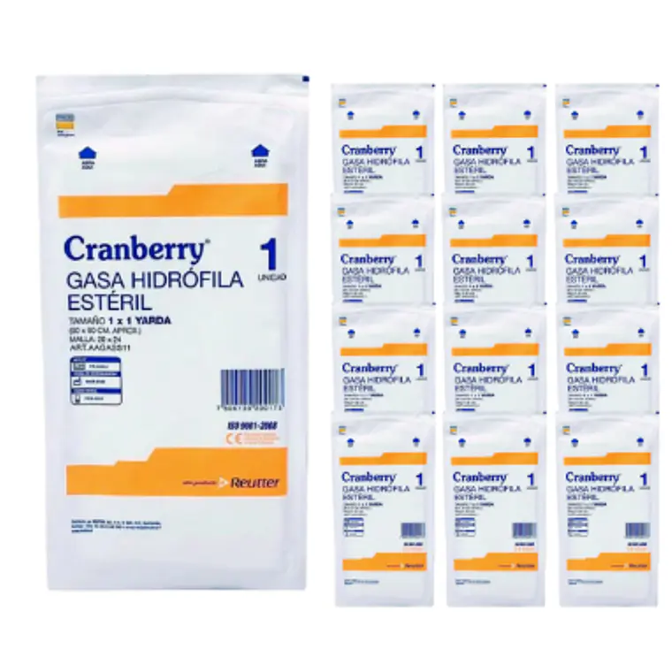 Gasa hidrófila estéril 1 yarda 12 Unidades. Cranberry, Reutter 1