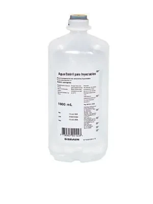 Agua estéril para inyectable 1000 ml Caja 12 Unidades. Braun