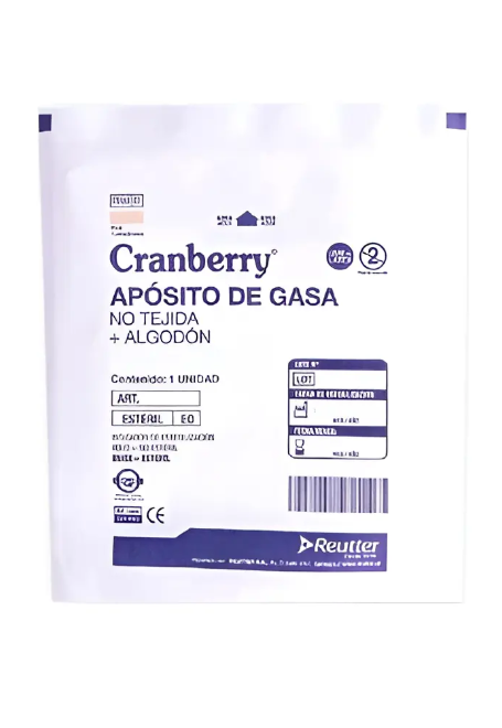 Apósito gasa no tejida+ Algodón 10x10 cm 10 Unidades. Cranberry, Reutter