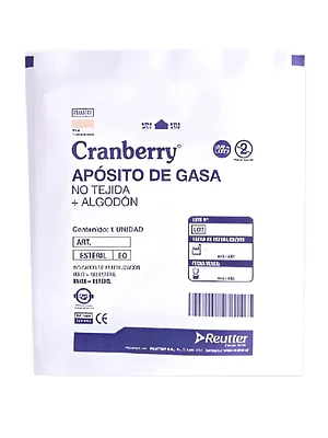 Apósito gasa no tejida+ Algodón 10x10 cm 10 Unidades. Cranberry, Reutter
