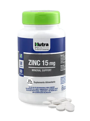 Zinc 15 mg 60 Cápsulas. Nutra Pharm