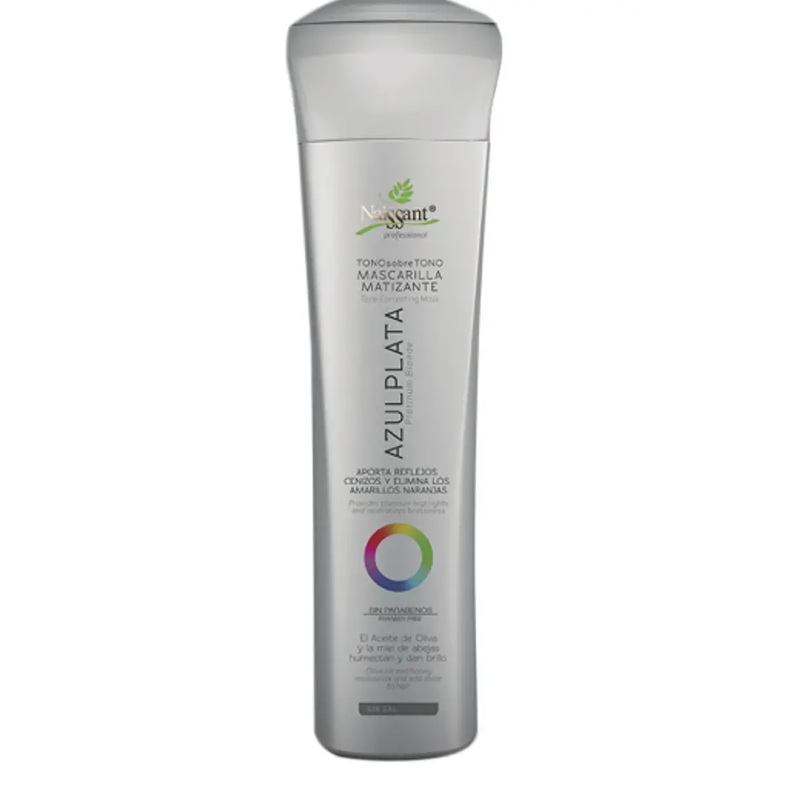 Mascarilla matizante capilar Azul Plata tono sobre tono sin sal 300 ml. Naissant. 1