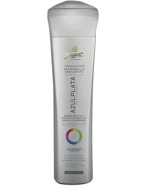 Mascarilla matizante capilar Azul Plata tono sobre tono sin sal 300 ml. Naissant.