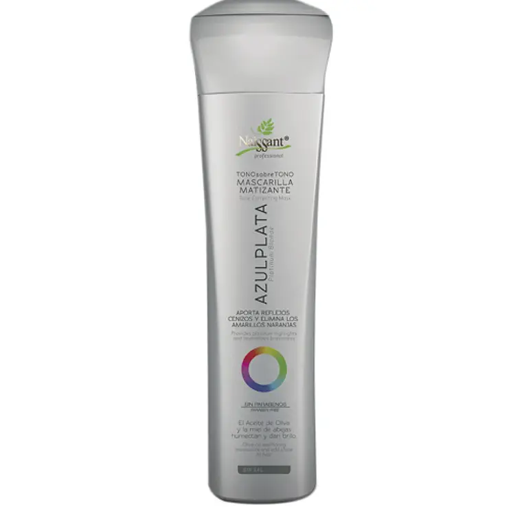 Mascarilla matizante capilar Azul Plata tono sobre tono sin sal 300 ml. Naissant. 1