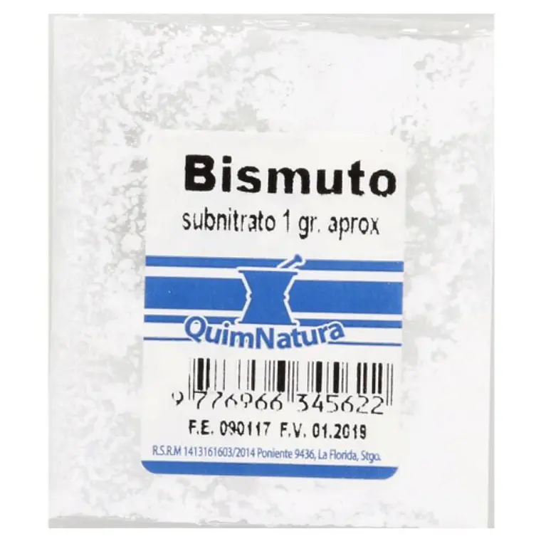Bismuto Subnitrato 1 g. Caja de 25 sobres. Reutter 1
