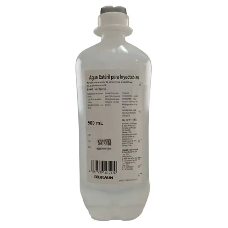 Agua estéril para inyectable 500 ml. Caja de 24 Unidades. Braun 1