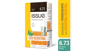Tintura Issue Eco Keratina kit 6.73 Chocolate dorado.
