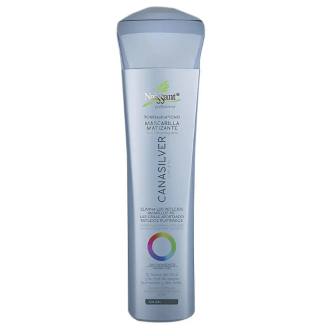 Mascarilla matizante capilar Canas Silver tono sobre tono sin sal 300 ml. Naissant. 1