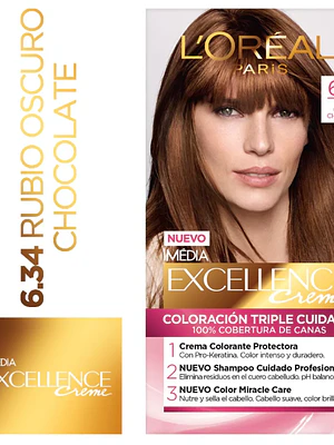 Coloración Excellence Creme 6.34 Rubio oscuro chocolate.