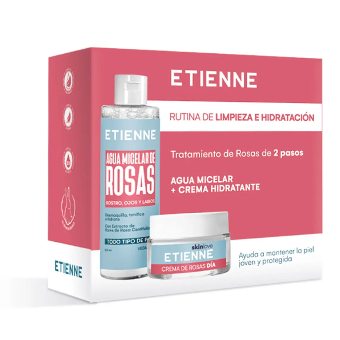 Set Rosas Crema de día 50 g + Agua micelar 250 ml. Etienne 1