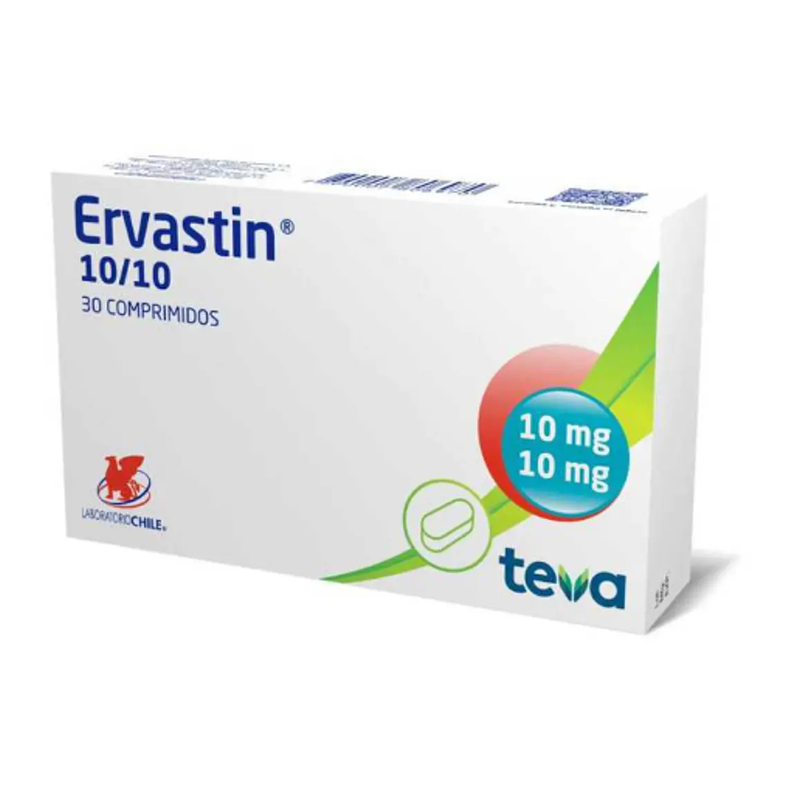 Ervastin Rosuvastatina, Ezetimiba 10/10 mg 30 Comprimidos. 1