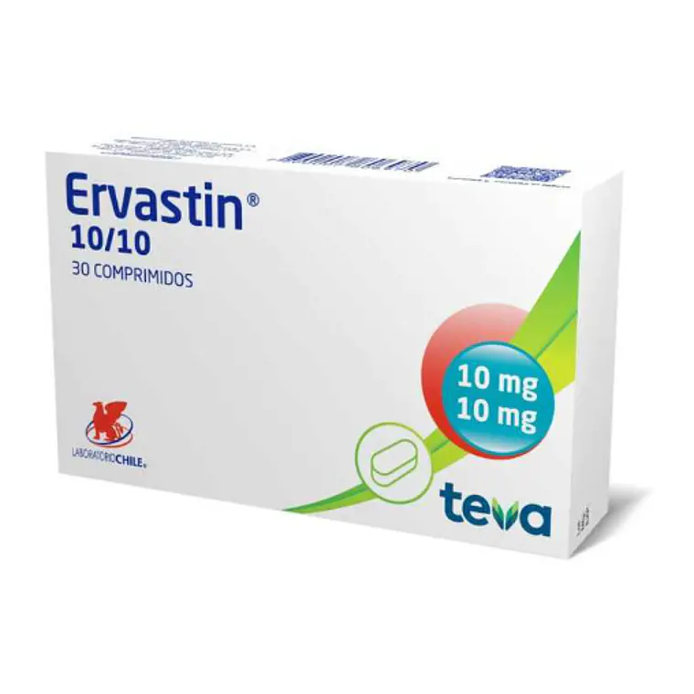 Ervastin Rosuvastatina, Ezetimiba 10/10 mg 30 Comprimidos. 1