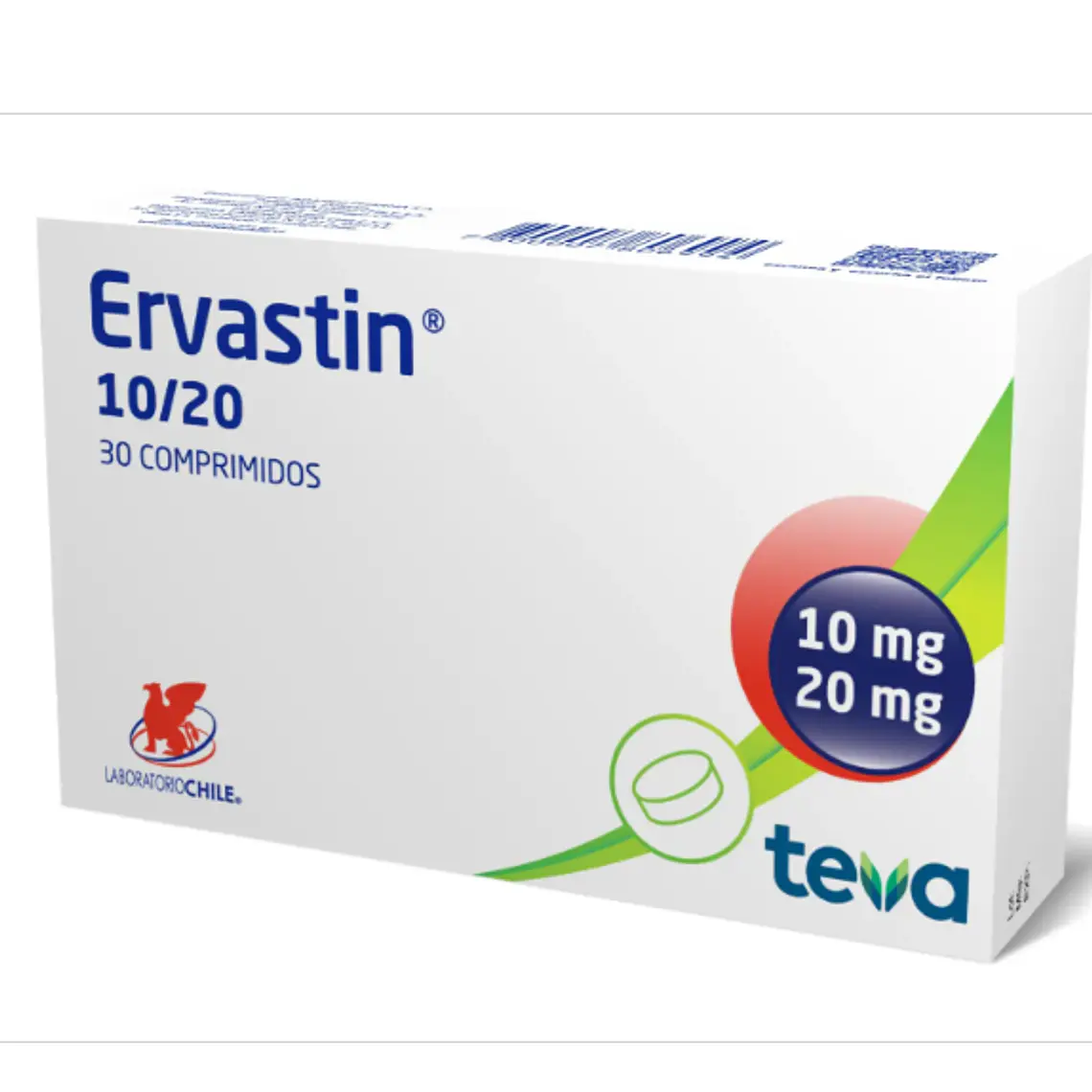 Ervastin Ezetimiba, Rosuvastatina 10/20 mg 30 Comprimidos. 1