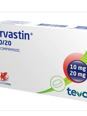 Ervastin Ezetimiba, Rosuvastatina 10/20 mg 30 Comprimidos.