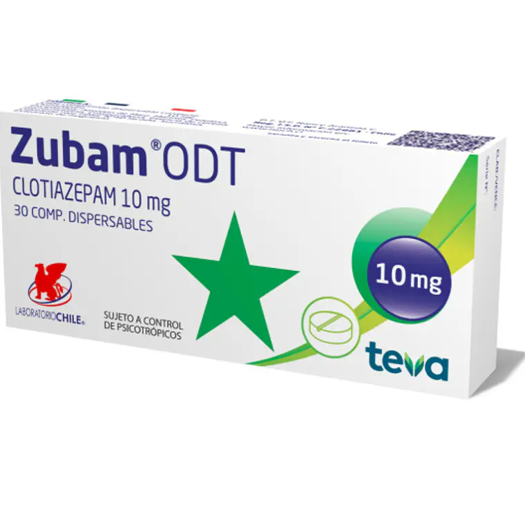Zubam ODT Clotiazepam 10 mg 30 Comprimidos. Medicamento controlado, venta presencial 1