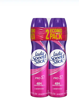 Lady speed stick Desodorante Pro 5 Spray 91 g Pack 2 Unidades.
