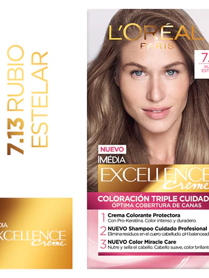 Coloración Excellence Creme 7.13 Rubio estelar.