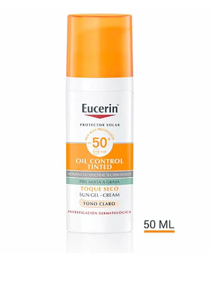 Eucerin Protector solar FPS 50+ Oil control tinted Toque seco Tono claro 50 ml.