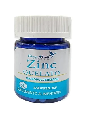 ZInc Quelato Micropulverizado 60 Cápsulas. Green Medical