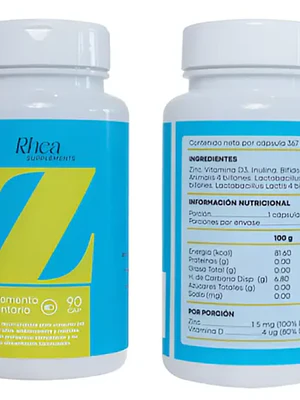 Zinc 15 mg 90 Cápsulas. Rhea