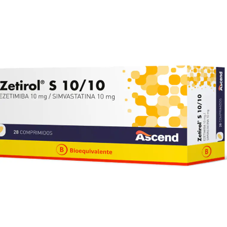 Zetirol S (B) Ezetimiba, Simvastatina 10/10 mg 28 Comprimidos. 1