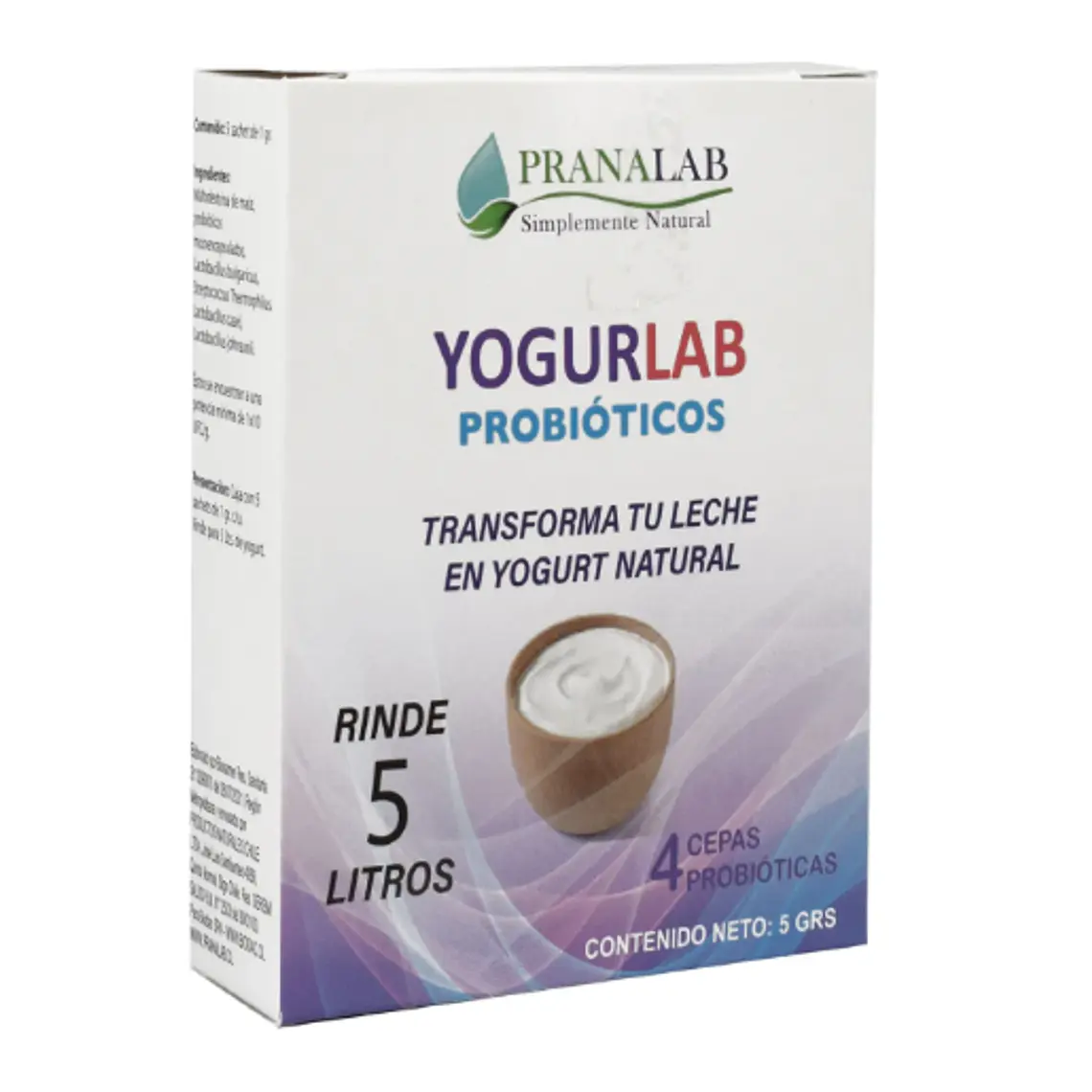 Yogurlab Probióticos 4 cepas probióticas Rinde 5 litros. Pranalab 1