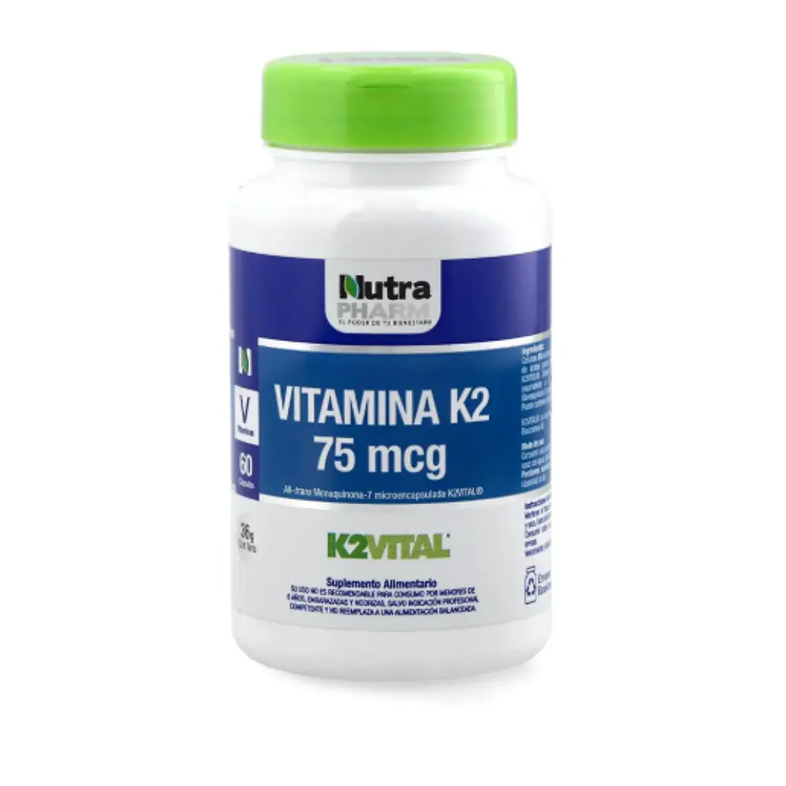 Vitamina K2 Premium 75 mcg 60 Cápsulas. Nutra Pharm 1