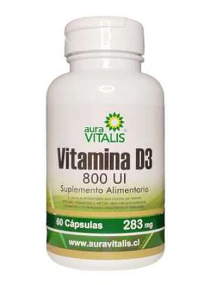 Vitamina D3 800 UI 60 Cápsulas. Aura Vitalis