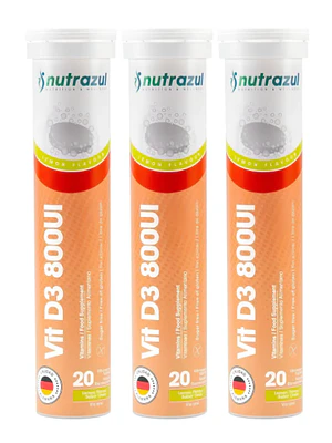 Vitamina D3 800 UI 20 Tabletas efervescentes. Nutrazul