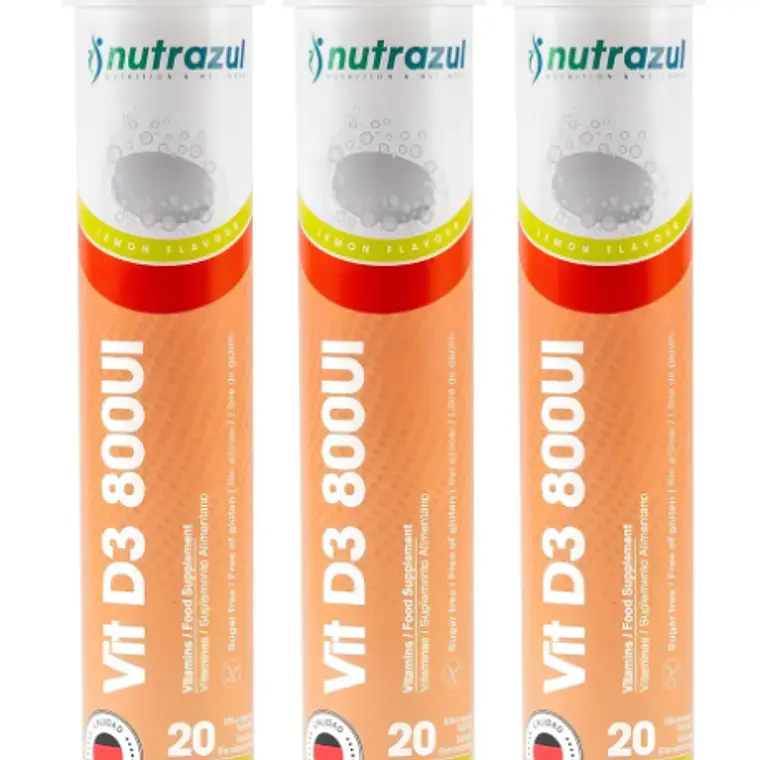 Vitamina D3 800 UI 20 Tabletas efervescentes. Nutrazul 1
