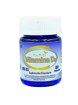 Vitamina D3 800 UI 60 Cápsulas. Green Medical