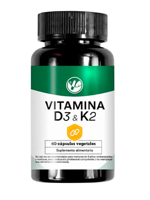 Vitamina D3 & K2 60 Cápsulas. Natural Farm