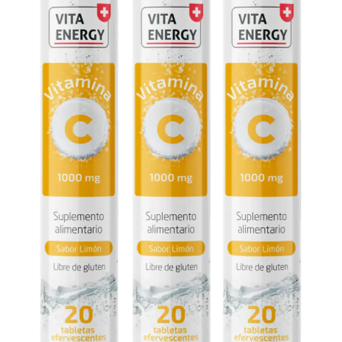 Vitamina C 1000 mg Sabor limón 20 Tabletas efervescentes. Vita energy 1