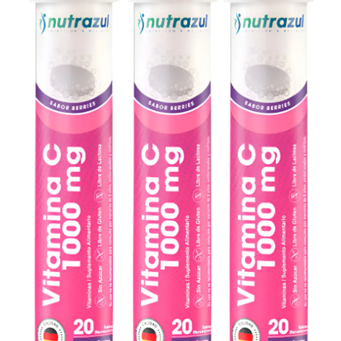 Vitamina C  1000 mg Sabor berries 20 Tabletas efervescente. Nutrazul 1