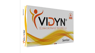 Vidyn 50.000 UI Vitamina D3 4 Cápsulas blandas.