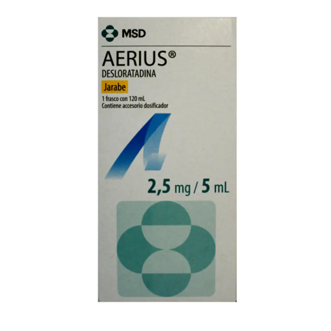 Aerius Desloratadina  2,5 mg /5 ml Jarabe 120 ml. 1
